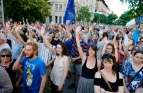 Demonstráció a szabad sajtóért Budapesten. Lázár Jánost nem szeretik Fotó: BELICZAY LÁSZLÓ, MTI